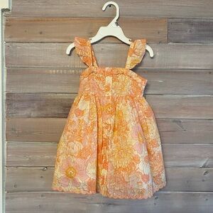 Haute hippie peach yellow gold floral Easter dress size 2t girls
